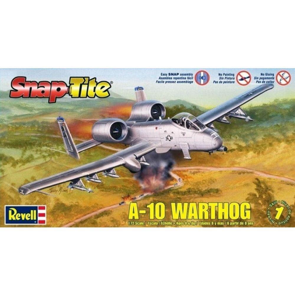 Revell SnapTite A-10 Warthog Plastic Model Kit - 1:72 Scale, Easy Snap Assembly, No Glue Or Paint Needed, Includes Display Stand