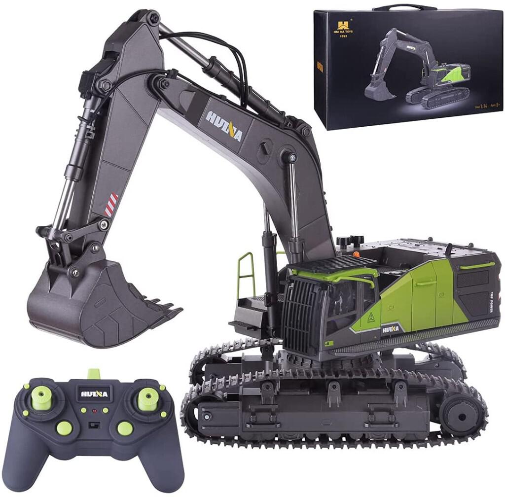 Escavatore RC HUINA 1550 1/14 Con Batteria - 15 Canali 2.4G, Pronto All'Uso